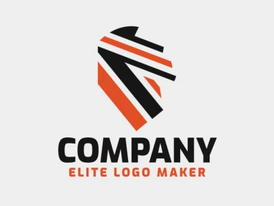 Logotipo simples e profissional com a forma de um cavalo com estilo abstrato, as cores utilizadas foi laranja e preto.