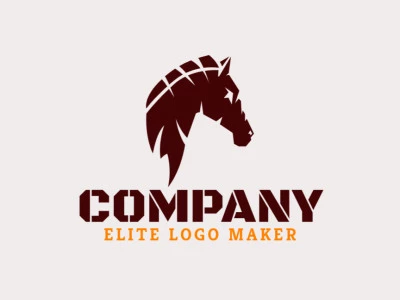 Logotipo elegante composto por formas simples formando uma cabeça de cavalo com estilo abstrato, a cor utilizada foi marrom.