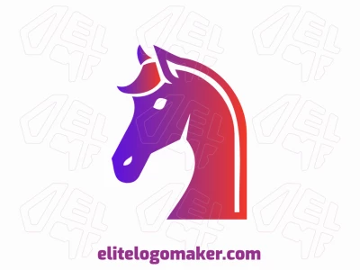 Logotipo barato em gradiente com um cavalo, projetado com uma transição suave de cores para criar um apelo visual dinâmico e acessível.