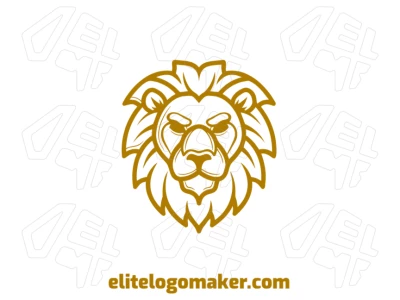Ilustração de uma cabeça de leão na cor amarela, oferecendo um design de logotipo distinto e 100% modificável.