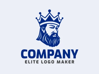 Crie um logotipo vetorial para sua empresa com a forma de um rei com estilo abstrato, a cor utilizada foi azul escuro.