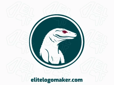 Modelo de logotipo para venda com a forma de um dragão de komodo, as cores utilizadas foi vermelho e verde escuro.