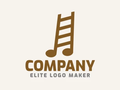 Logotipo customizável com a forma de uma escada combinado com uma nota musical composto por um estilo minimalista e cores marrom e cinza.