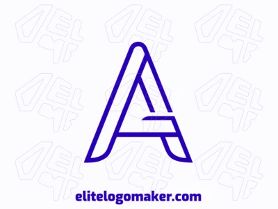 Um design de logotipo monolinear apresentando a letra "A" em azul escuro, exalando simplicidade e elegância.