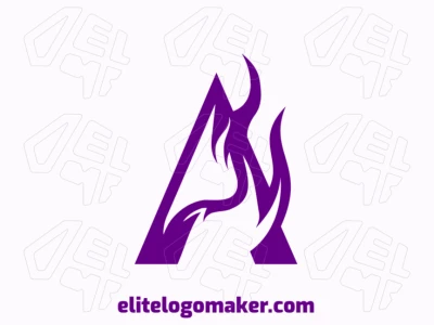 Uma fusão minimalista da letra "A" e chamas, em roxo régio, simbolizando paixão e intensidade.