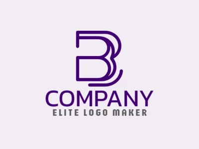 Um elegante design de logotipo de letra inicial apresentando a letra 'B', irradiando sofisticação e fascínio com tons de roxo.