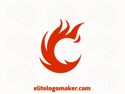 Logotipo chamativo abstrato com a letra 'C' e um efeito de fogo dinâmico na cor laranja vibrante.