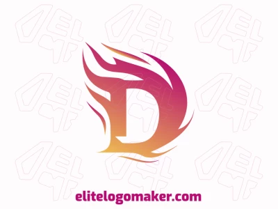 Um design de logo abstrato combinando a letra 'D' com chamas em laranja e rosa, criando um visual de qualidade e interessante.