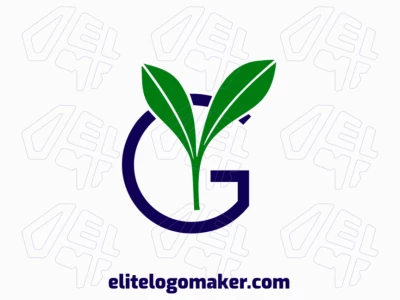Um logo dinâmico e minimalista com a letra 'G' combinada com folhas verdes, projetado com linhas limpas e formas simples para uma identidade de marca moderna e fresca.