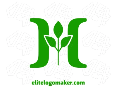 Um design chamativo da letra inicial "H" combinado com uma planta verde, criando um efeito visual vibrante e marcante.