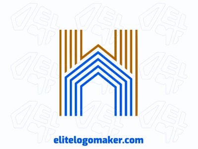 Um logotipo monoline exclusivo apresentando a letra 'H' combinada com uma forma de casa, projetado como um contorno vetorial limpo.