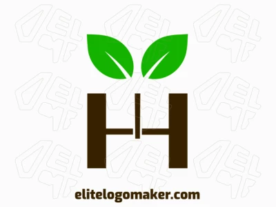 Um logotipo de duplo significado, atraente e chamativo, com a letra 'H' combinada com duas folhas, projetado para criar uma identidade visual harmônica e memorável.