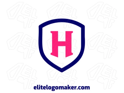 Logotipo de emblema de marca com a letra 'H' dentro de um escudo azul, criando uma identidade visual forte e distinta.