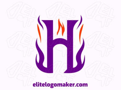 Um logotipo criativo e barato com a letra inicial 'h' em chamas, projetado com formas ousadas e dinâmicas.