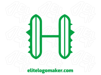Um logo de empresa com a letra "H" e detalhes semelhantes a um cacto, projetado em estilo abstrato para uma impressão visual única e moderna.