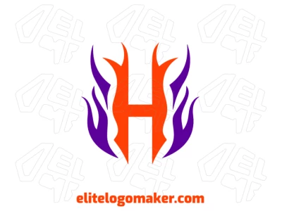 Logotipo minimalista barato com a letra 'h' projetada com chamas semelhantes ao fogo para um visual elegante e dinâmico.