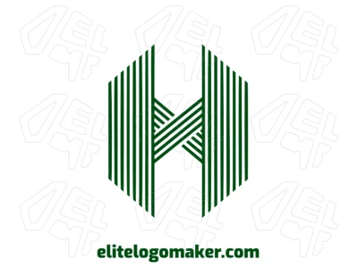 Design gracioso de logo com a letra "H" com linhas cruzadas e cor verde, criando uma identidade visual sofisticada e elegante.