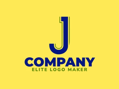 Um logotipo minimalista elegante com uma letra 'J' refinada em verde e azul escuro, perfeitamente elaborado para uma identidade de marca sofisticada e moderna.