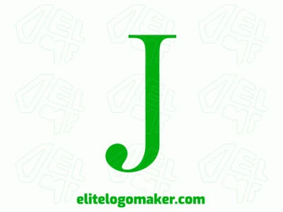 Um design de logo com a letra "J" em verde claro, no estilo de letra inicial, que representa a excelência em criação e design de logotipos.