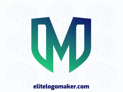 Um logotipo em gradiente dinâmico e gracioso apresentando a letra 'M' em verde e azul, oferecendo um design diferente e chamativo.