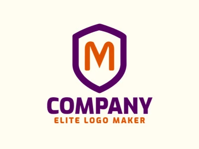 Uma sofisticada ilustração de logotipo de emblema combinando a letra 'M' com um escudo, perfeita para uma empresa distinta.