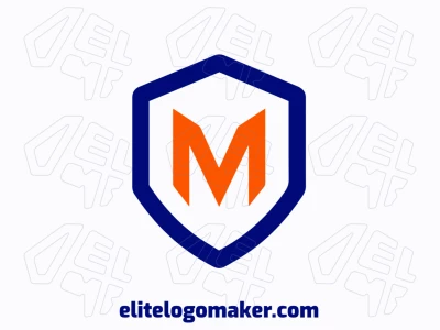 Um template de logotipo apresentando a letra 'M' combinada com um escudo em estilo emblema, exibindo força e tradição em seu design.