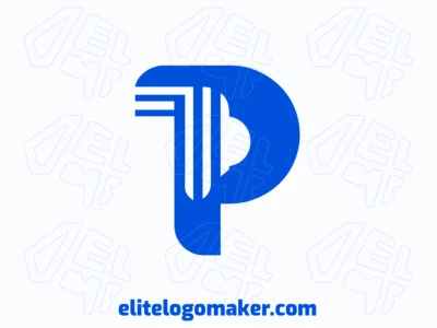 Um modelo de logotipo minimalista com a letra "P" combinada com uma nuvem azul, projetado para fins empresariais com um visual limpo e profissional.