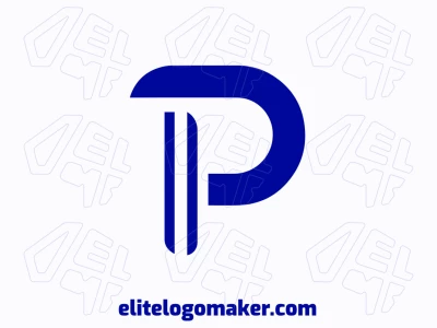 Um logotipo refinado e minimalista com a letra 'P' em vetor, destacado por tons suaves de azul para criar um design elegante e limpo.