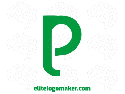 A letra 'P' com um design minimalista na cor verde, oferecendo um logotipo criativo e simples com um toque elegante.
