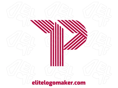 Logotipo ideal com a letra 'P' em design listrado e cor vermelha, criando um visual dinâmico e marcante.