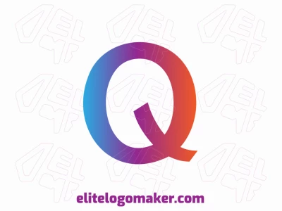 Um logotipo empresarial gracioso com a letra 'Q' em um gradiente suave de azul, laranja e roxo, unindo elegância e um toque moderno.