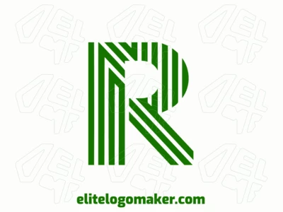 Um design de logo dinâmico apresentando a letra "R" composta por múltiplas linhas, irradiando energia e vitalidade em tons de verde.