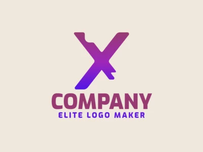 Uma ilustração de logotipo vetorial minimalista e notável em gradiente, apresentando a letra 'X' como um modelo para uso versátil.