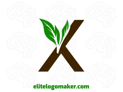 Uma notável letra "X" combinada perfeitamente com uma folha de árvore, criando um design de letra inicial único e orgânico.