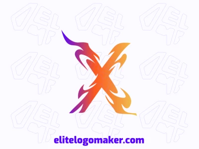 Um logotipo criativo e estiloso com a letra 'X' em um efeito de gradiente de fogo, trazendo energia dinâmica e ousada, sendo econômico.