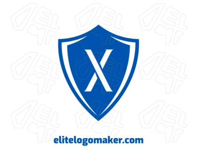 Um design criativo da letra 'X' dentro de um escudo medieval azul, exibindo um estilo ousado e emblemático.
