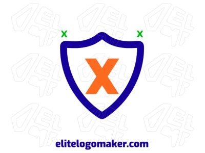 Um logo criativo com a letra "X" dentro de um escudo simples, projetado em estilo minimalista para uma identidade visual elegante e moderna.