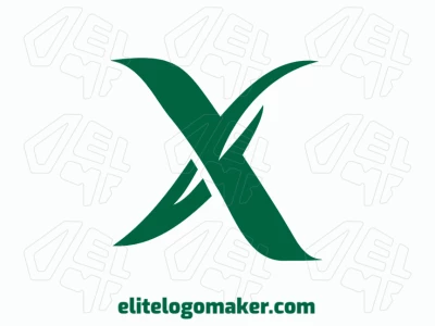 Uma letra 'x' com estilo abstrato e cor verde, criando um design de letra inicial chamativo que se destaca.