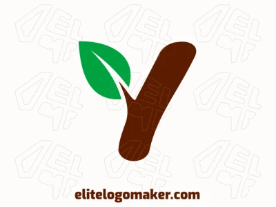 Um logotipo criativo de duplo sentido com a letra 'Y' combinada perfeitamente com uma folha verde, simbolizando inovação e natureza.