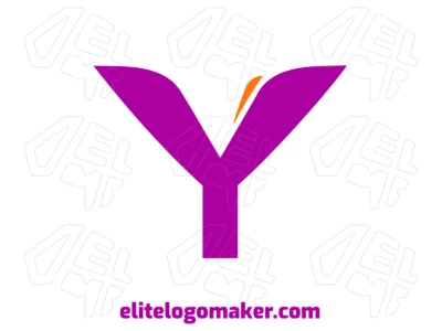 Modelo de logotipo com a letra 'Y' na cor roxa em estilo minimalista, oferecendo um design limpo e moderno para uso versátil.