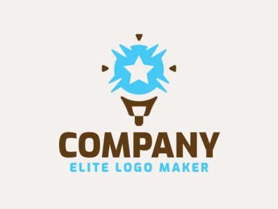 Logotipo vetorial com a forma de uma lâmpada combinado com uma estrela, com design abstrato.