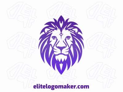 Um logotipo ideal e refinado com uma cabeça de leão simétrica, incorporando originalidade e elegância.
