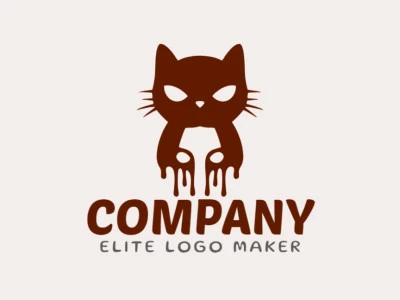 Crie seu próprio logotipo com a forma de um gato liquido com estilo simples e com a cor marrom escuro.