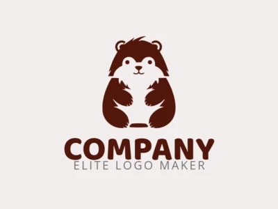 Crie seu próprio logotipo com a forma de um ursinho, com estilo minimalista e com a cor marrom.