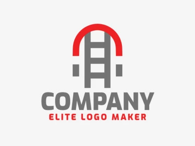 Logotipo criativo com a forma de um Íman combinado com uma escada, com design refinado e estilo minimalista.