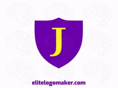 Design de logo elegante e diferente em estilo minimalista, apresentando um escudo medieval com a letra 'J' no centro, oferecendo um visual único e ousado.