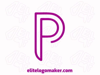 Design de logo dinâmico de letra inicial apresentando a letra 'P' roxa e minimalista, oferecendo uma identidade visual moderna e ousada.