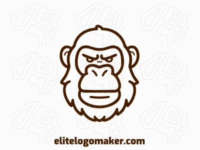 Um logotipo monoline com um macaco, desenhado com linhas marrons para criar uma aparência limpa e extravagante.