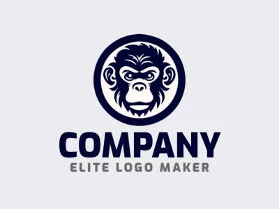 Logotipo disponível para venda com a forma de um macaco com estilo mascote e com as cores preto e bege.