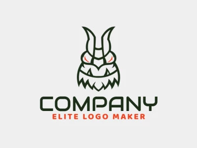 Logotipo simples composto por formas abstratas, formando um monstro com as cores verde e laranja.